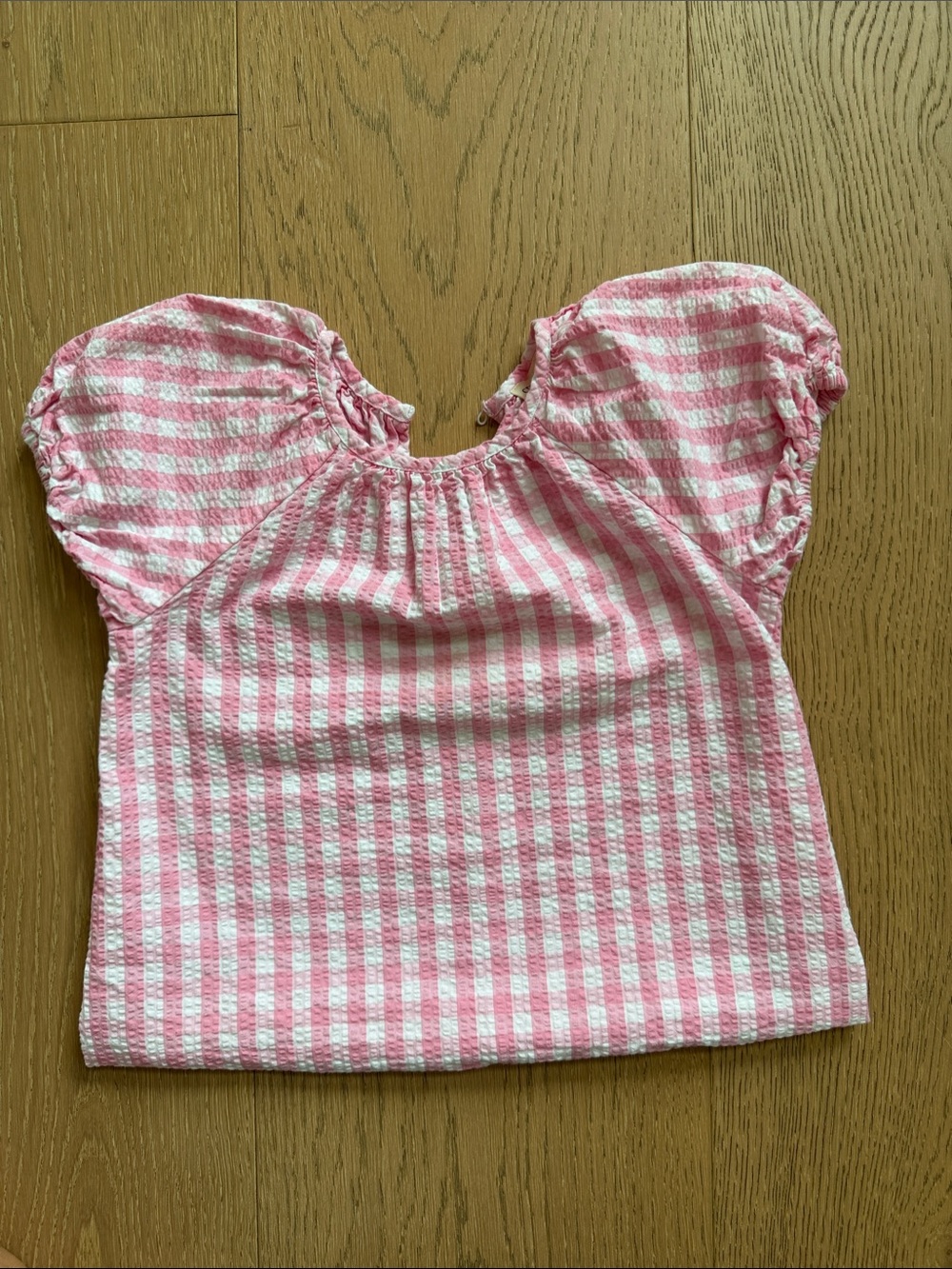 Pink and White Seersucker Baby Top